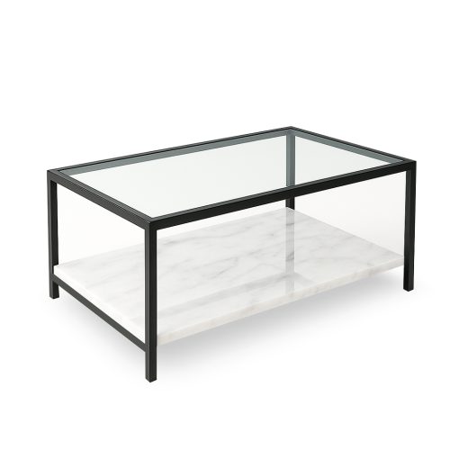 Mesa de vidrio y mármol 100 x 64 cms