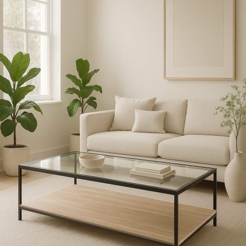 Mesa de centro vidrio y madera Standard 100 x 60